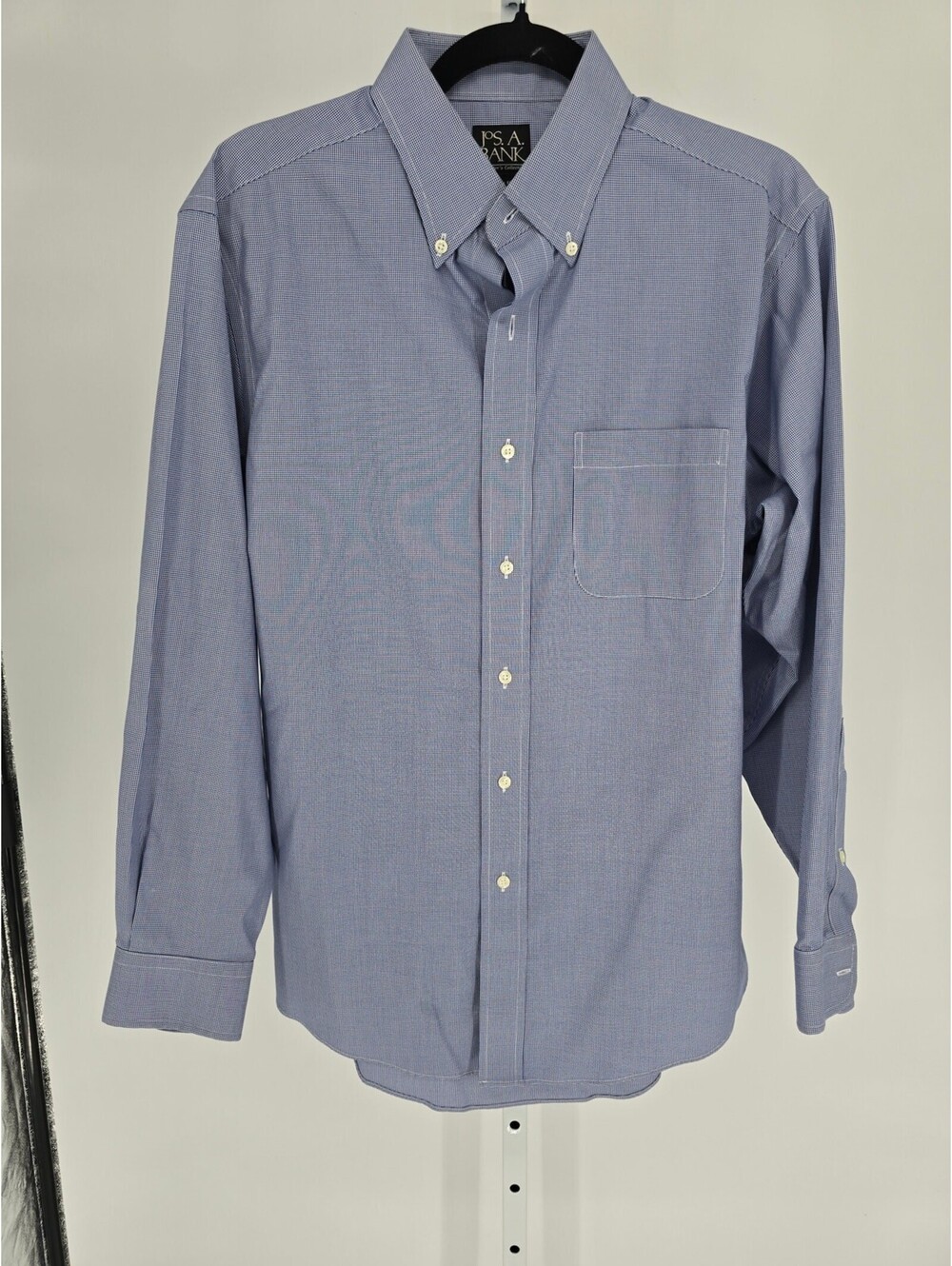 Jos A Bank Traveler Collection Mens 16-33 Long Sleeve Dress Shirt Blue Slim Fit